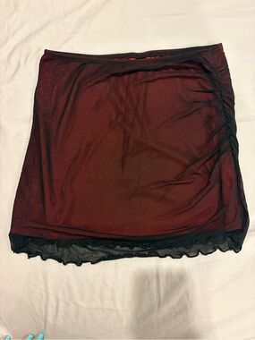 Sheer Layered Mini Skirt in Burgundy